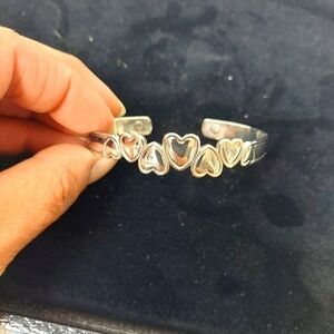 Silver-tone Hearts Magnetic Therapy Cuff Bracelet